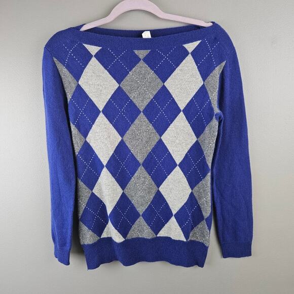 Banana Republic Sweaters - Banana Republic Blue Cashmere Argyle Preppy Sweater Size Small